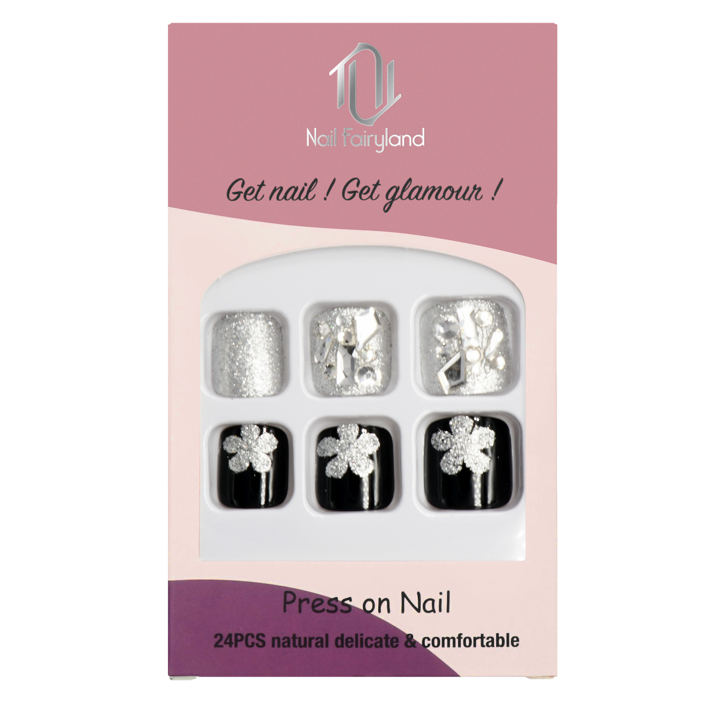 Black n Sliver Glitter Pedi