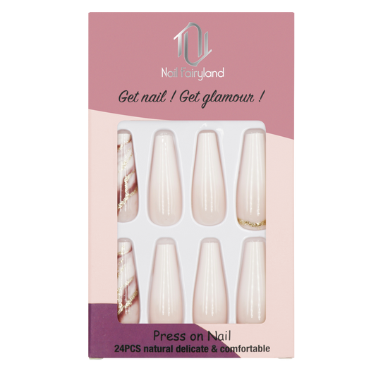 Gradient Pink Marble Super Long Coffin