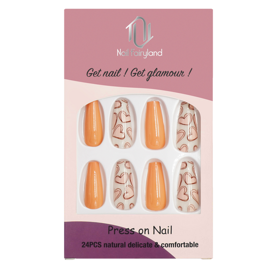 Orange Hearts Long Coffin